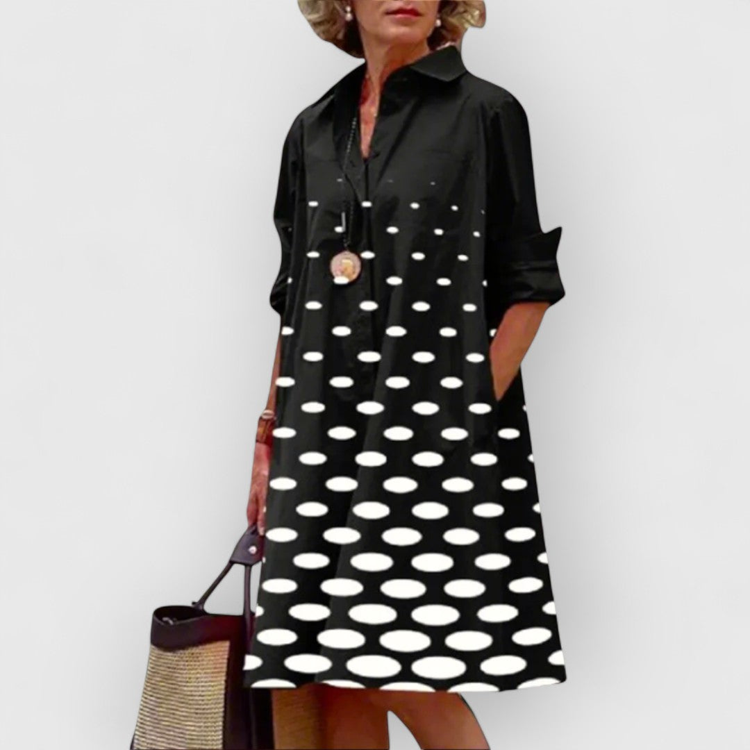 Tiffany - Sophisticated Polka Lapel Dress