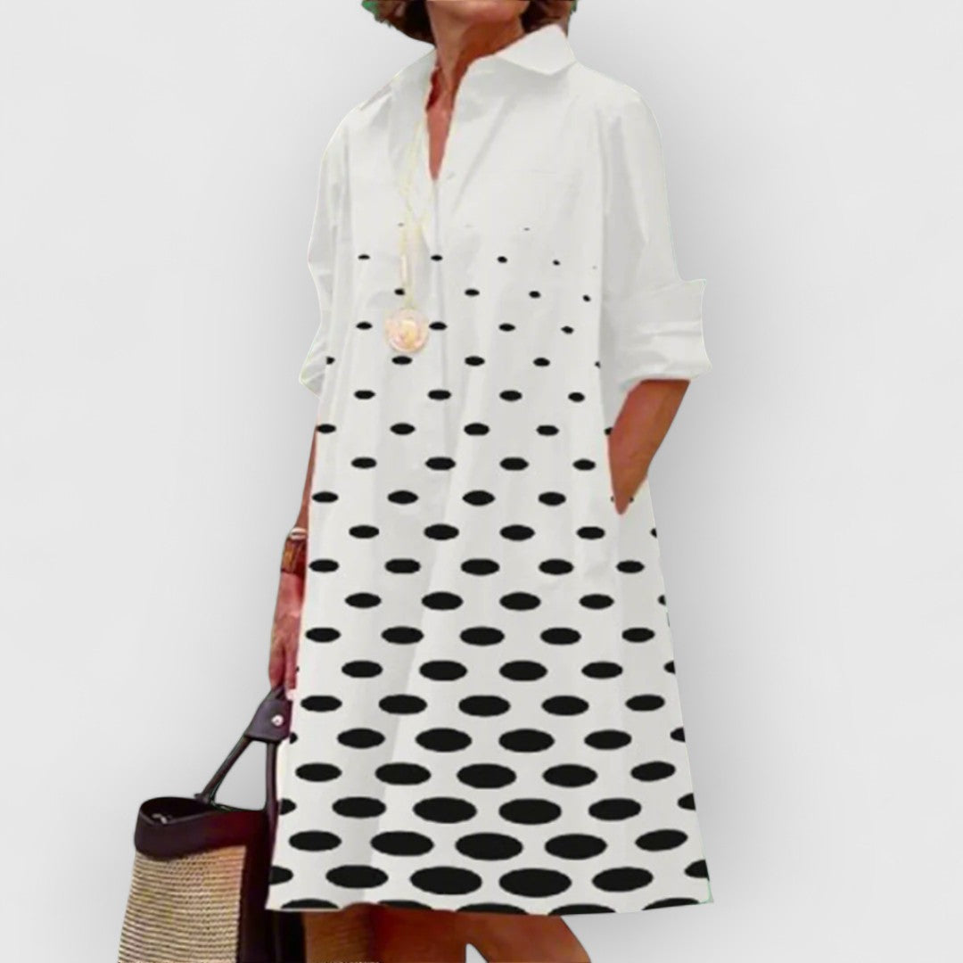 Stacy - Elegant Printed Lapel Dress