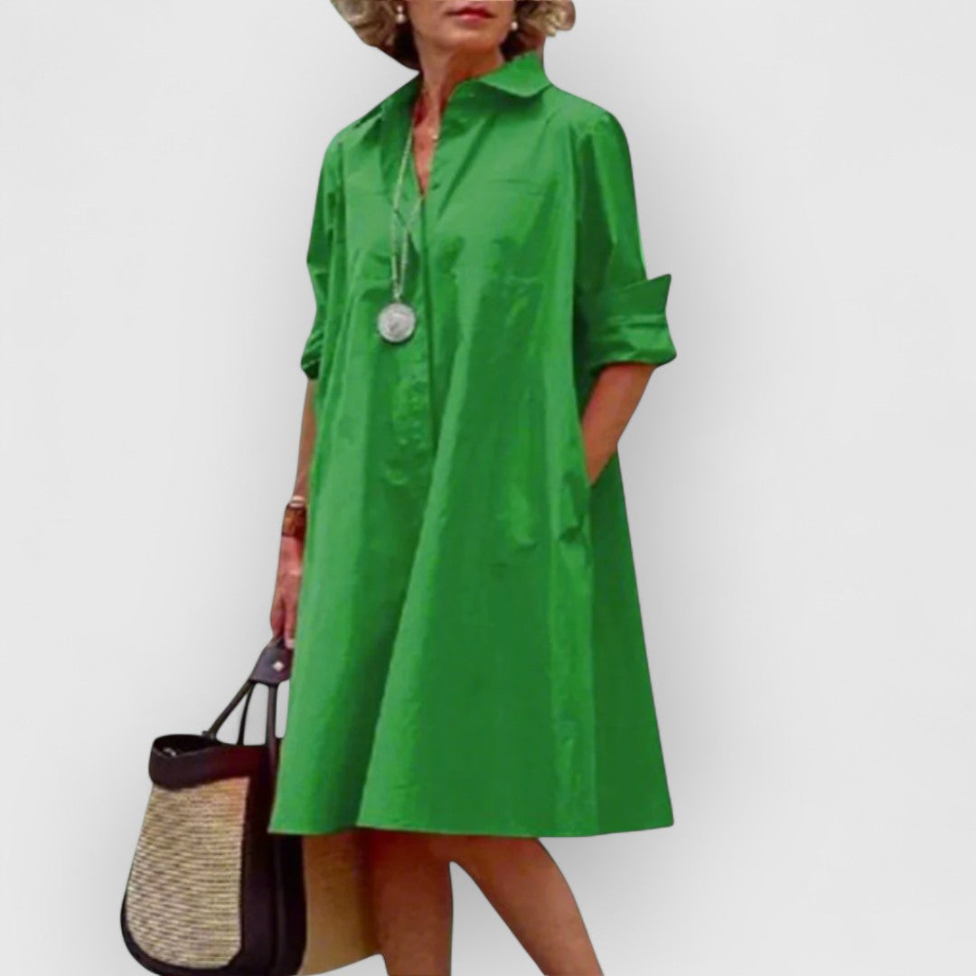 Priscilla - Timeless Green Lapel Dress