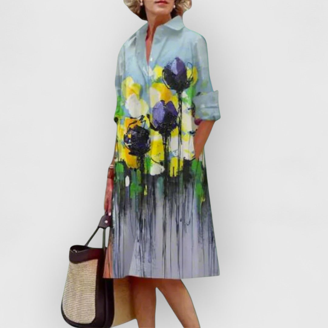 Tracy - Floral Breeze Lapel Dress