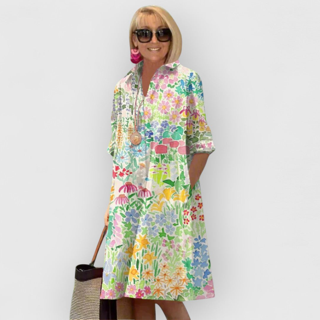 Dalia - Cheerful Charm Lapel Dress