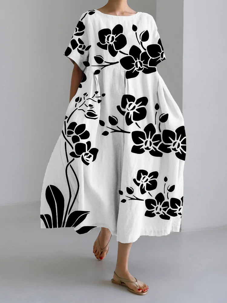 Ivy - Elegant Black Floral Dress