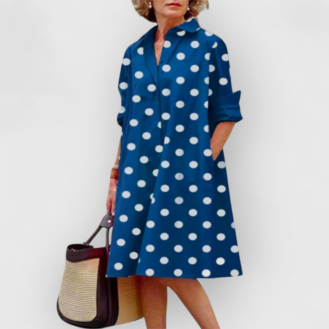 Devyn - Retro Polka Lapel Dress