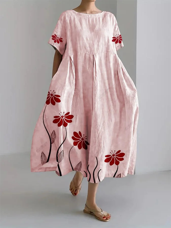 Riza - Botanical Print Loose Dress