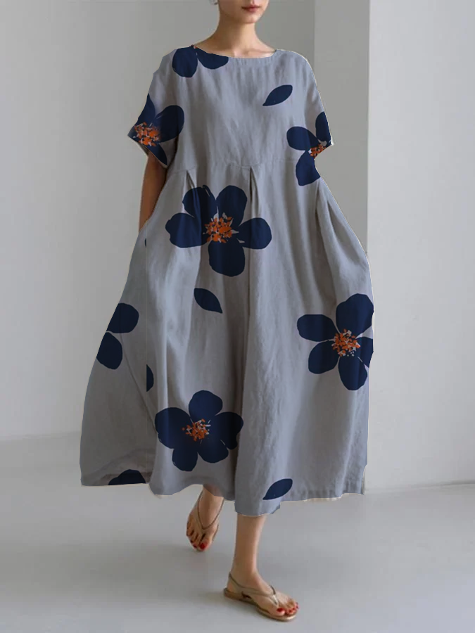 Sandy - Spring Floral Round Neck Dress