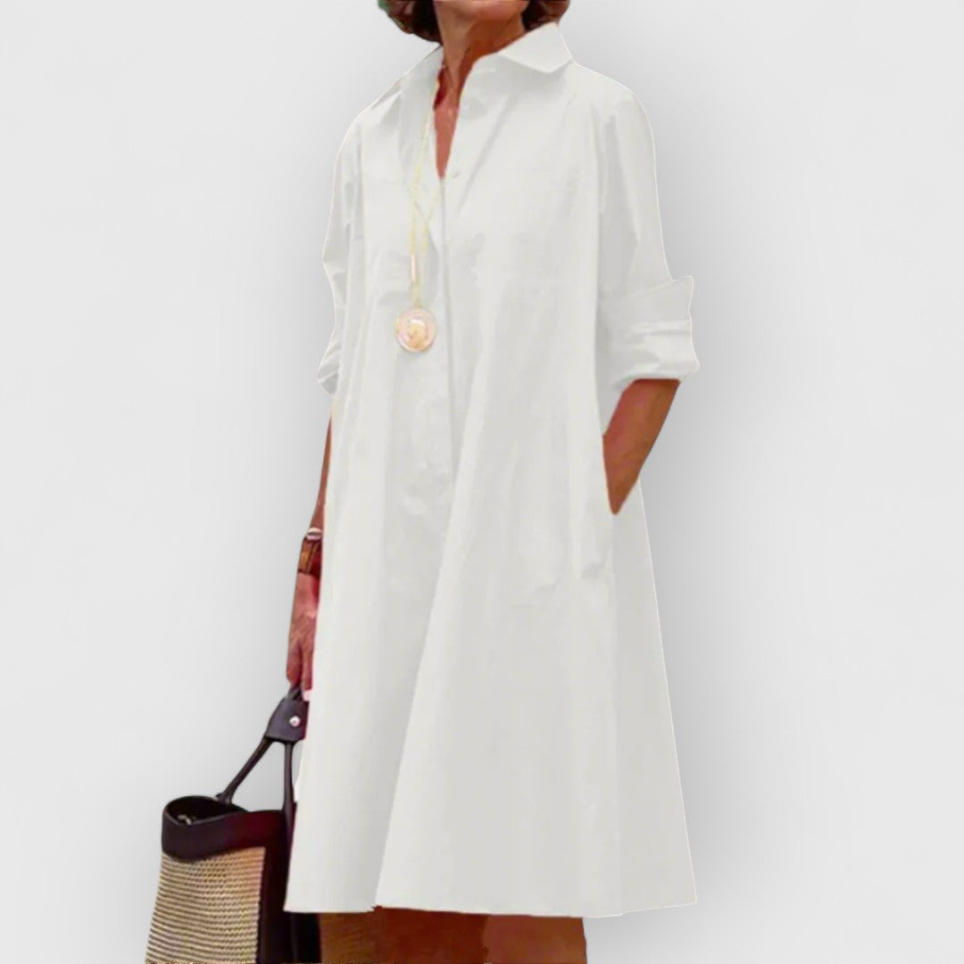 Tasha - Timeless White Lapel Dress