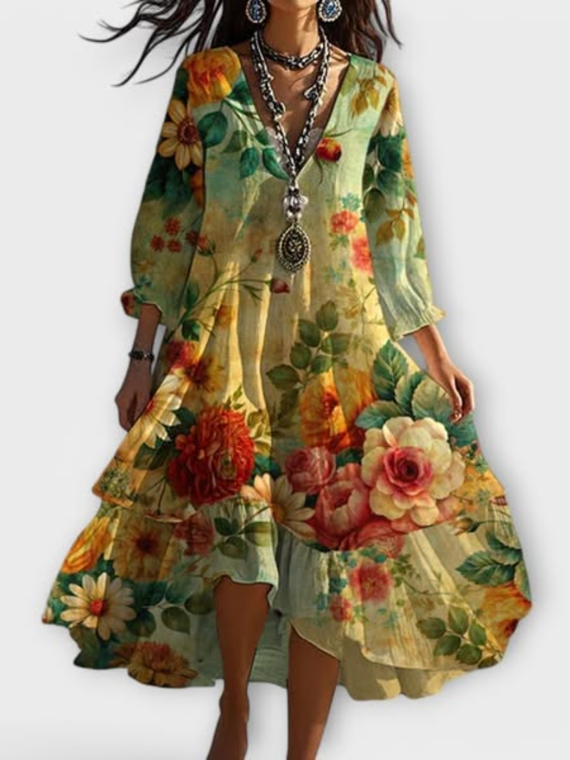Myla - Radiant Floral Flair Dress