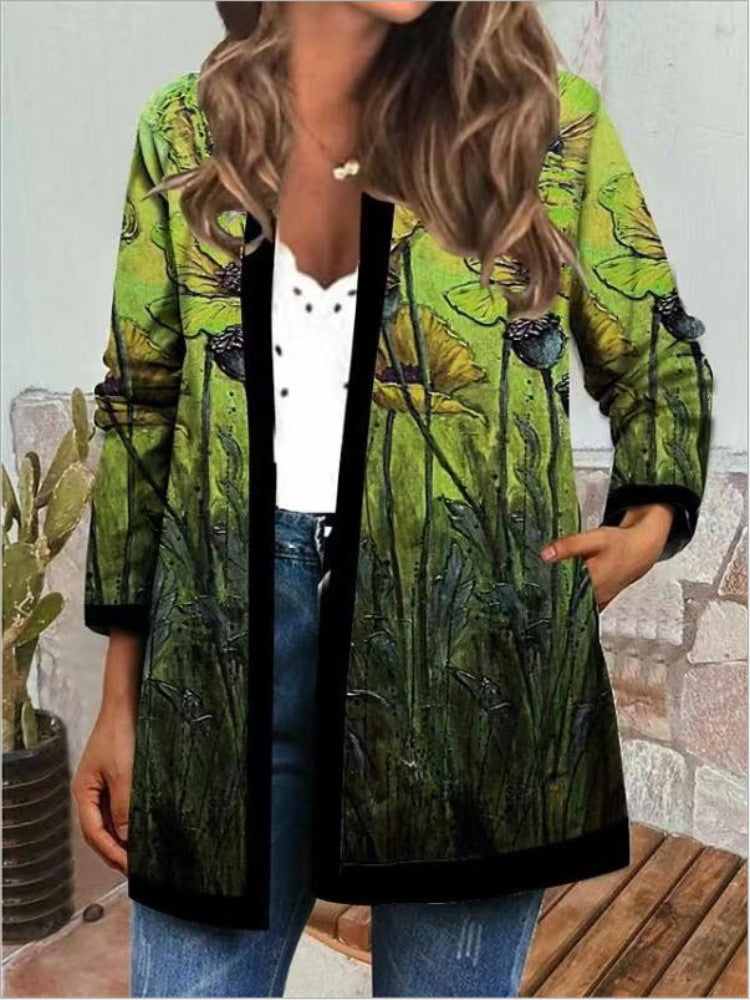 Iliana - Elegant Retro Style Printed Cardigan