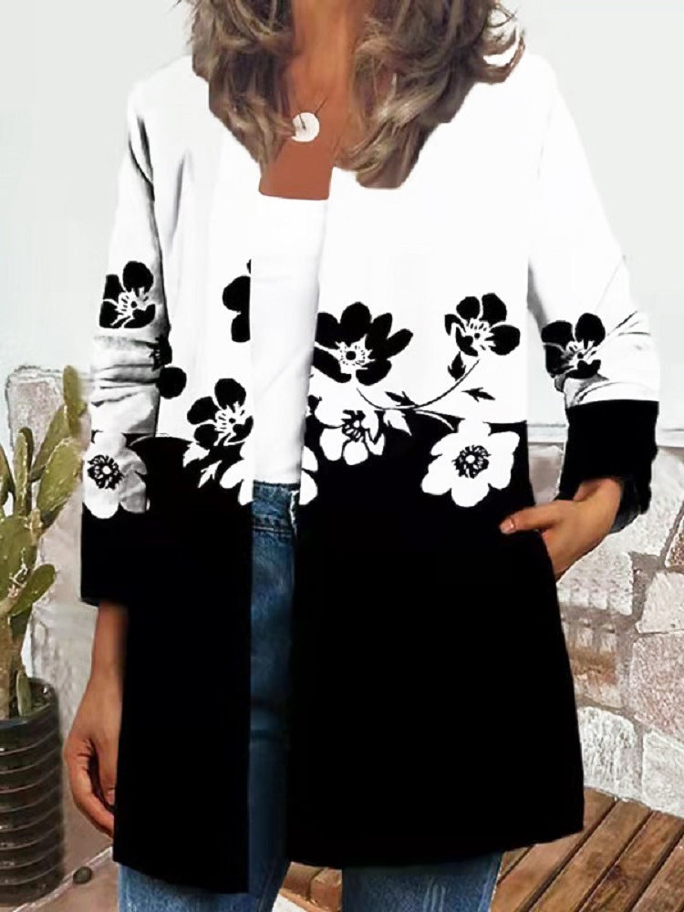 Kaylee - Bold Bloom Retro Style Printed Cardigan