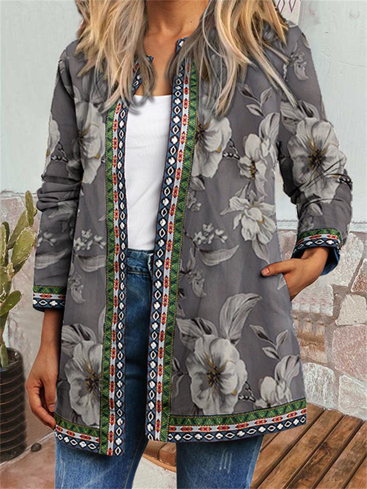 Kiara - Graceful Bloom Retro Style Printed Cardigan