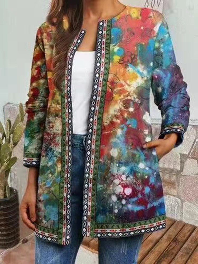 Jael - Tailored Retro Style Printed Cardigan