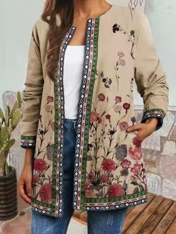 Jayleen - Comfy-chic Retro Style Printed Cardigan