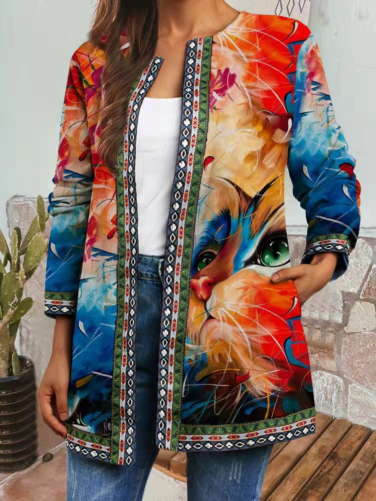Harriet - Flattering Retro Style Printed Cardigan