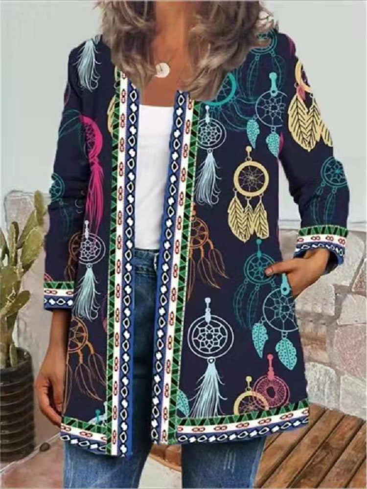 Harlee - Tribal Charm Retro Style Printed Cardigan