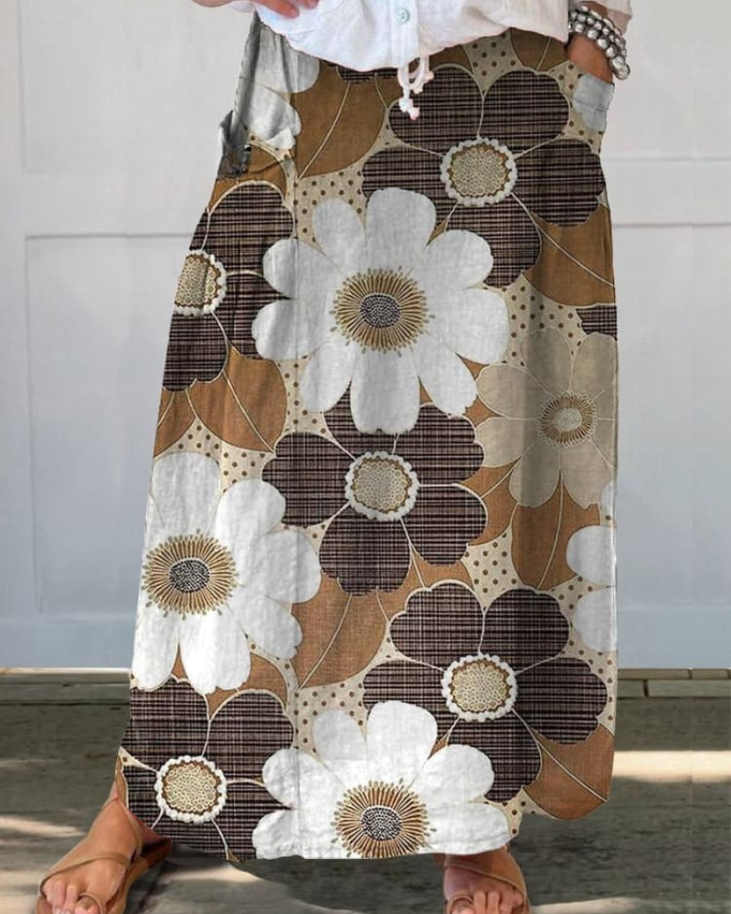 Dahliana - Retro Bloom Pocket Skirt