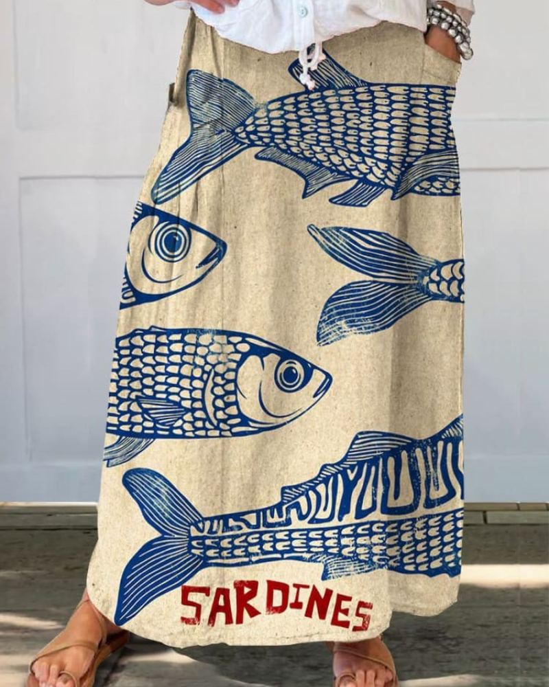 Lizzie - Vintage Fish Sardine Pocket Skirt