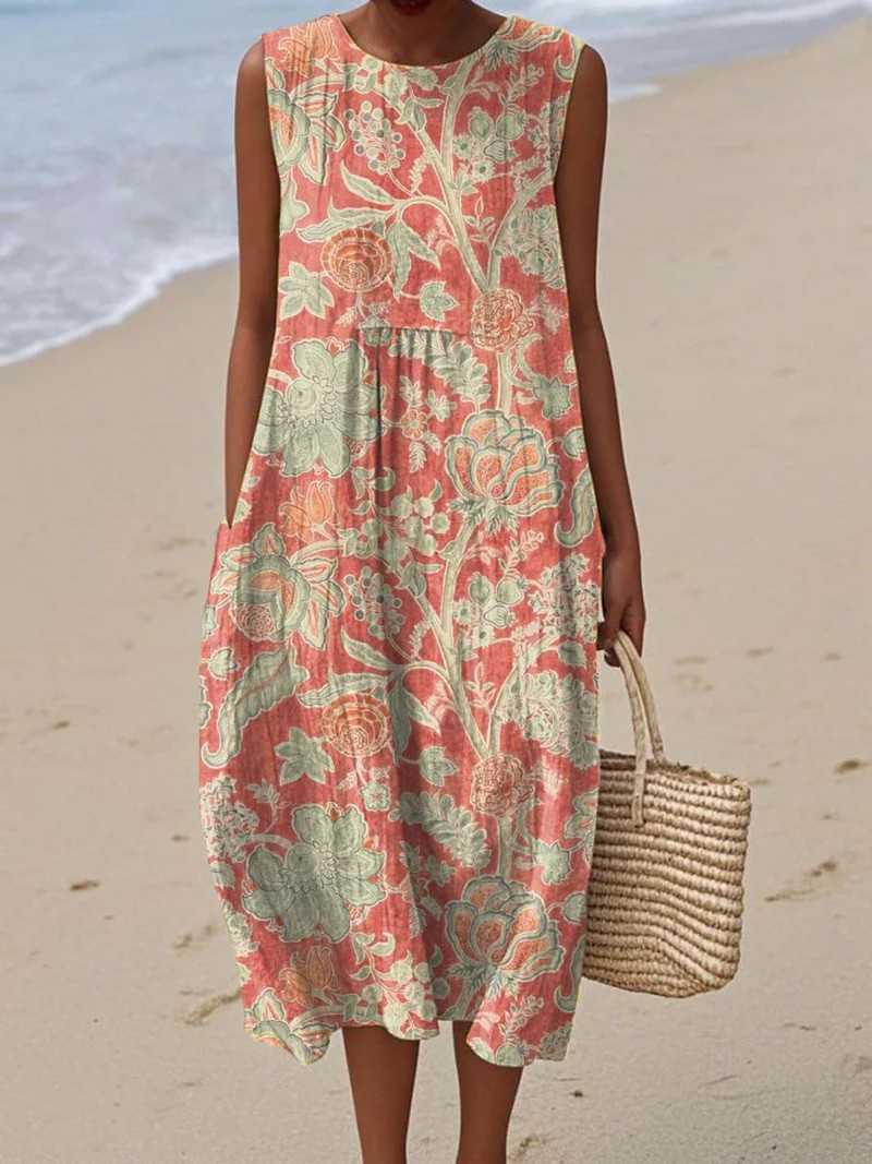 Serenelle – Vintage Garden Sleeveless Dress
