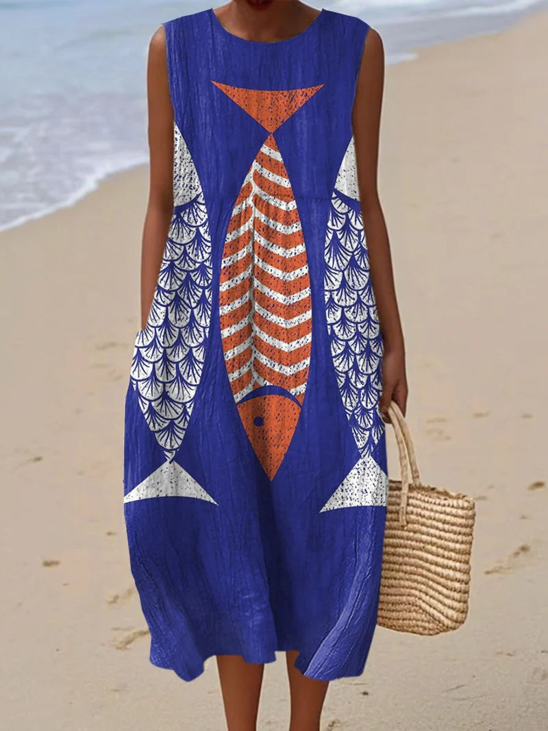 Zerina – Bold Tide Sleeveless Dress