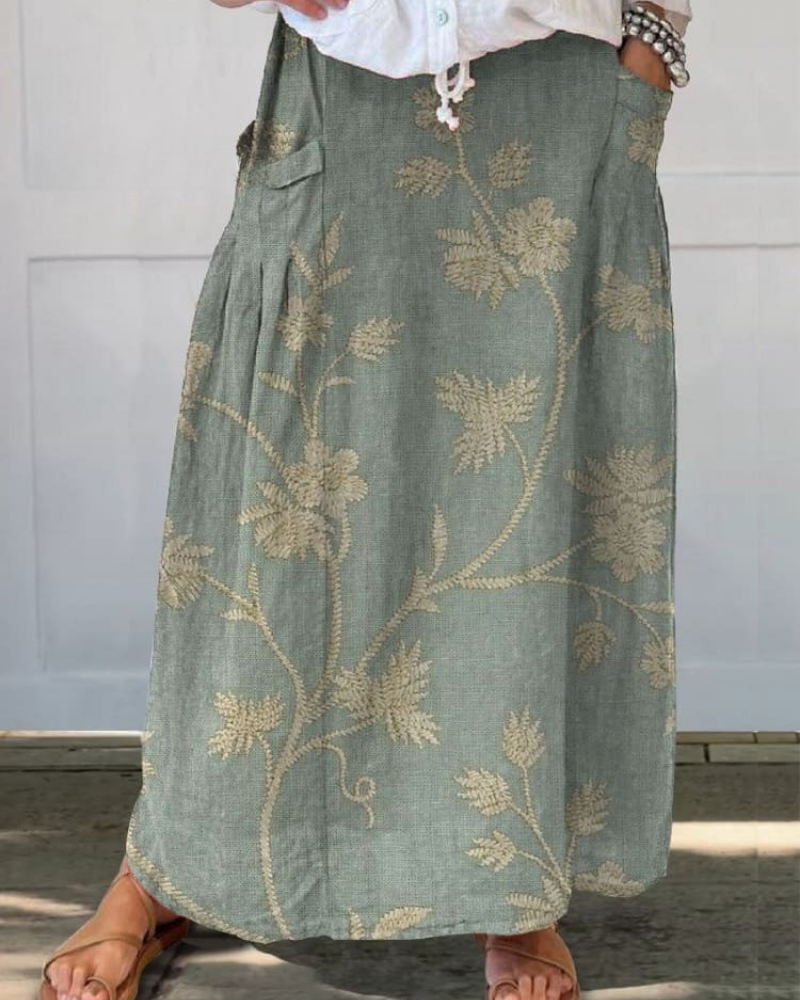 Annelie - Chic Retro Floral Pocket Skirt