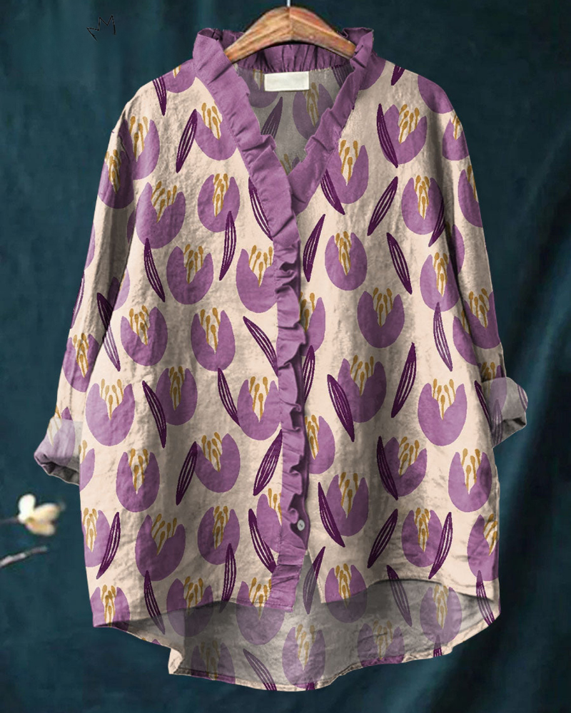 Giana - Graceful Bloom Ruffle Shirt
