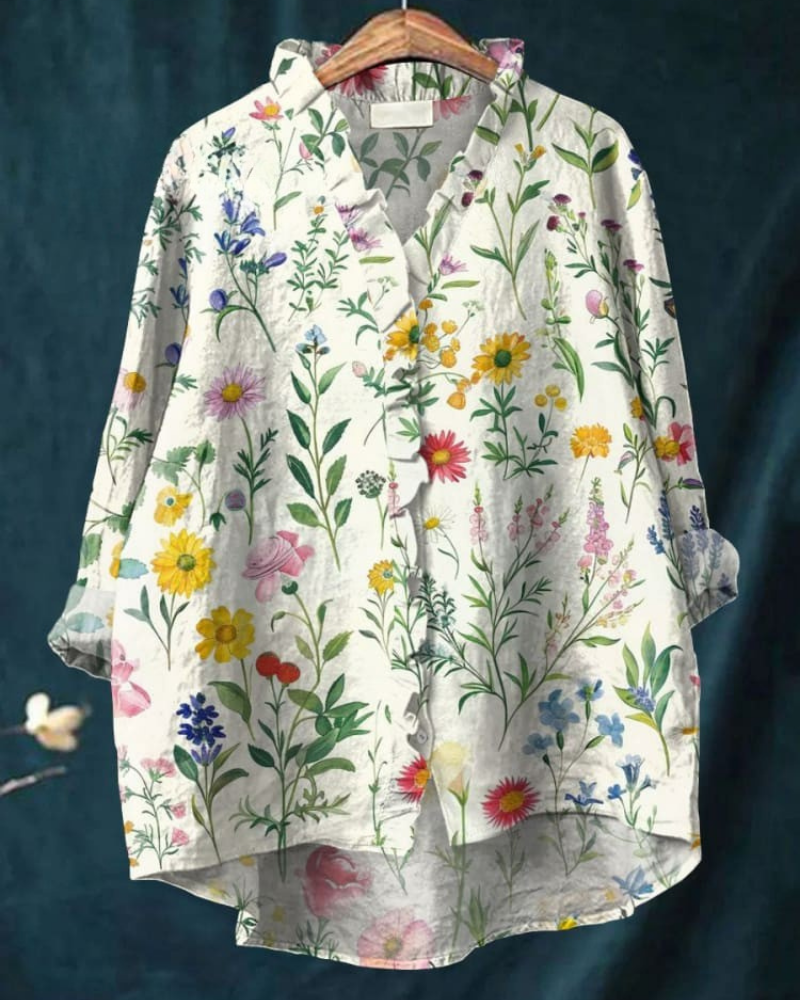 Jocelyn - Botanical Breeze Ruffle Shirt