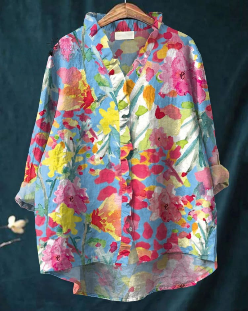 Lilith - Vibrant Bloom Ruffle Shirt
