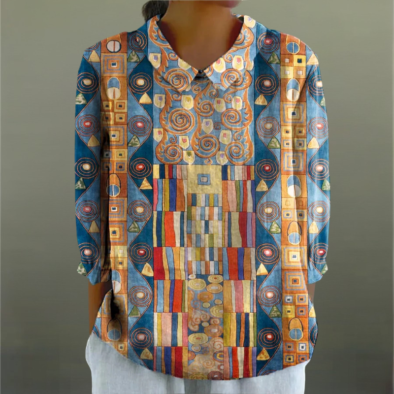 Inez – Artistic Mosaic Vintage Blouse