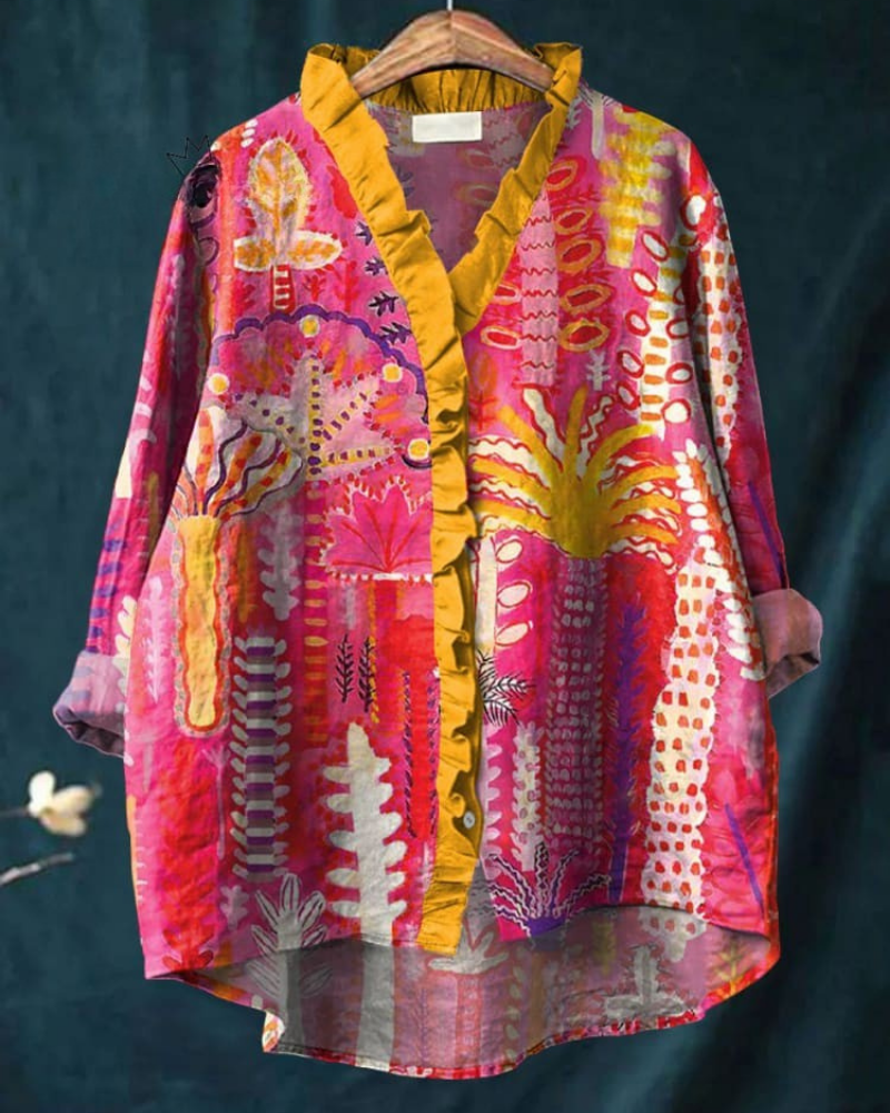 Cosette - Painted Paradise Ruffle Shirt