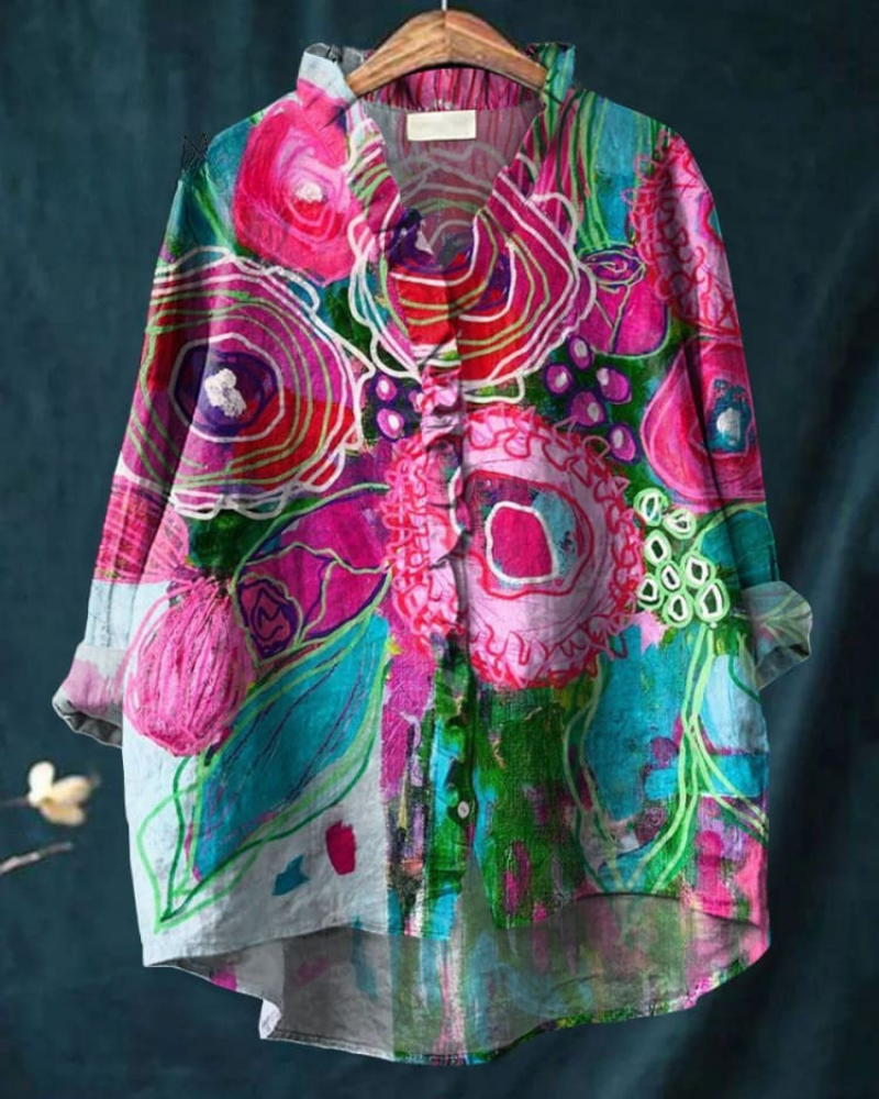 Laurell - Lovely Floral Ruffle Shirt