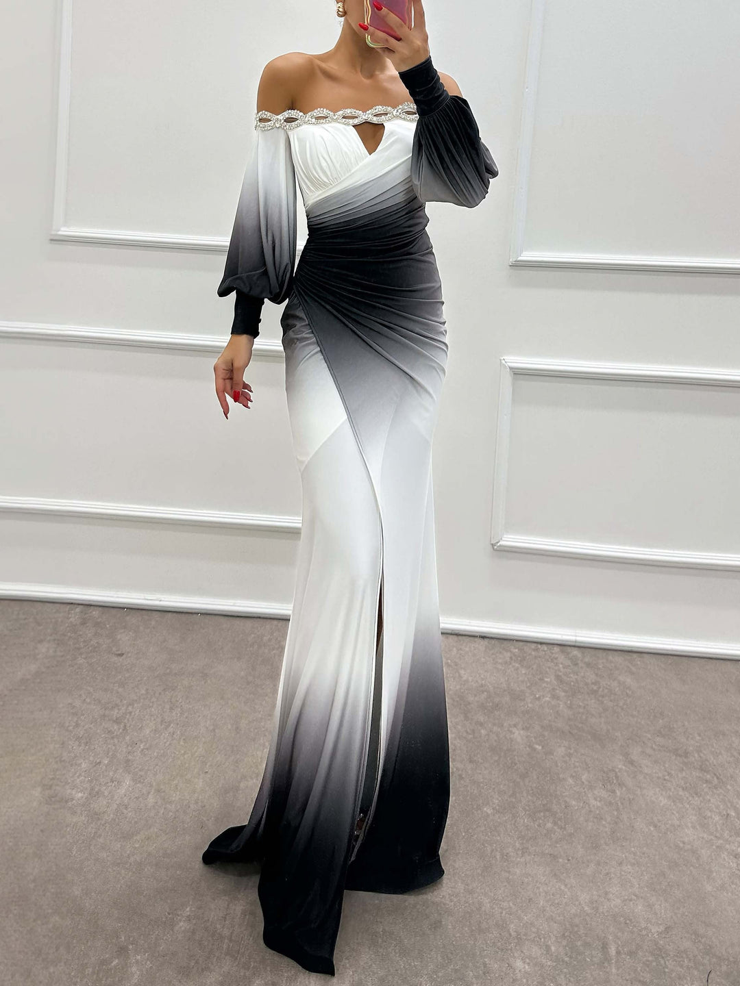 Esmé - Elegant Gradient Off-Shoulder Dress