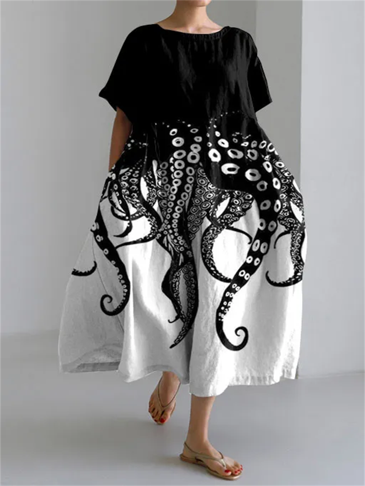 Tessie - Tentacle Print Short Sleeve Dress