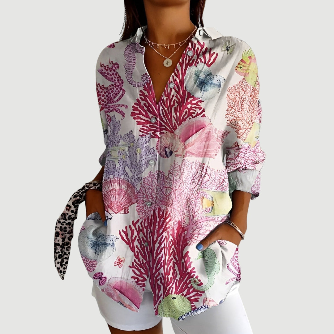 Elainne – Coastal Charm Shirt Blouse