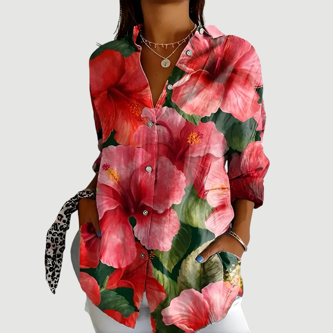 Thessa – Tropical Bloom Shirt Blouse