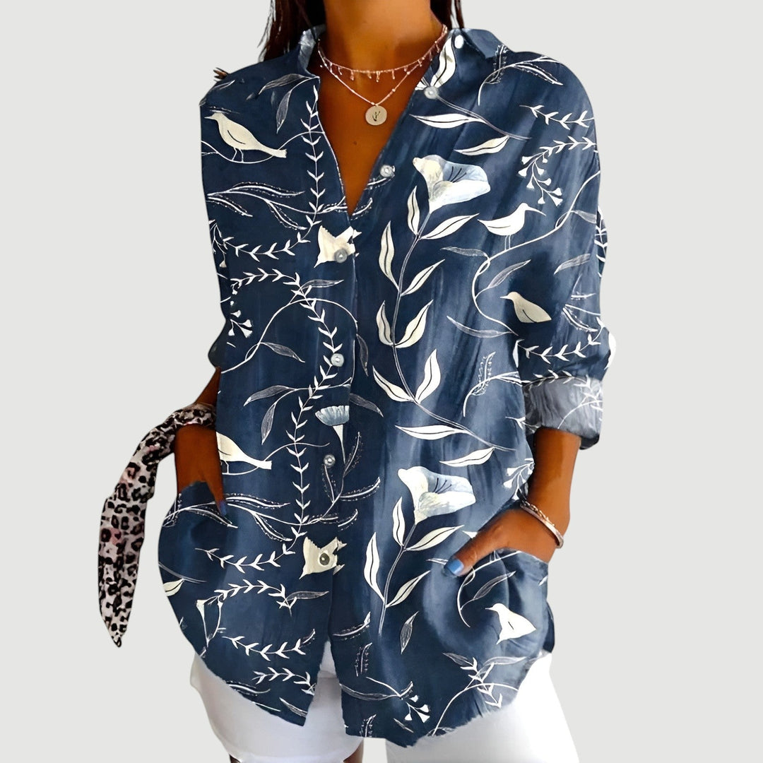 Josefine – Midnight Bloom Shirt Blouse