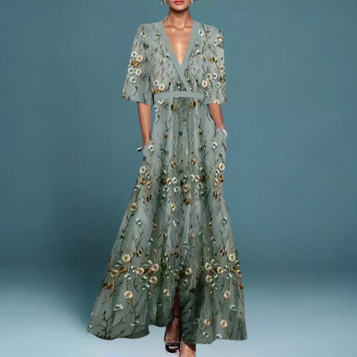 Jill - Elegant Maxi Dress with Floral Pattern