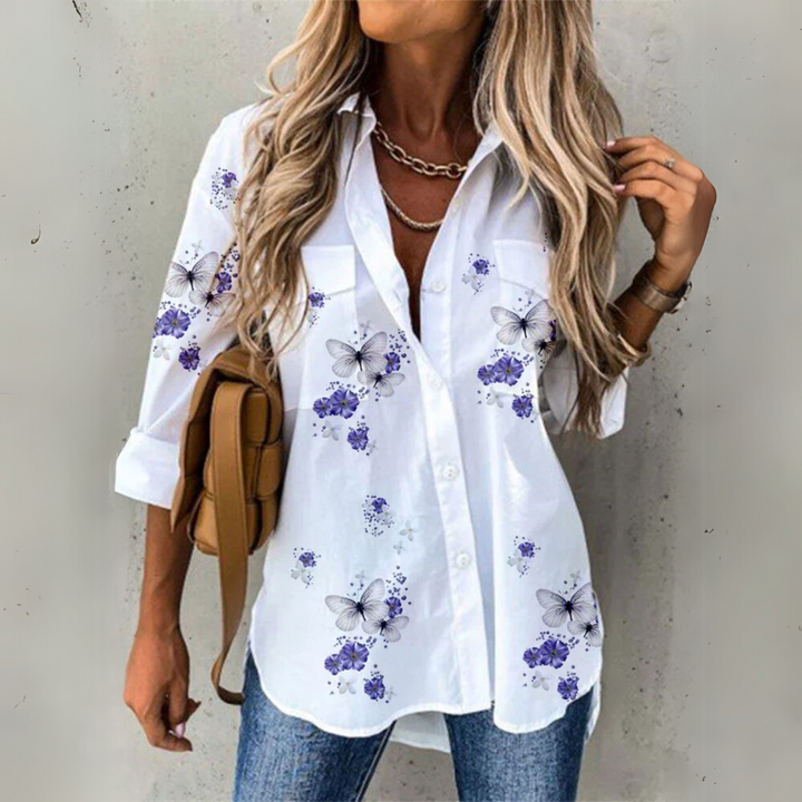 Laura – Button-Up Printed Breeze Blouse