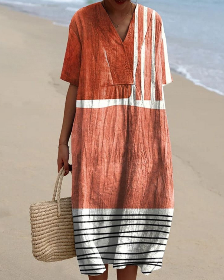 Michelle - Abstract Art V-Neck Flowy Dress