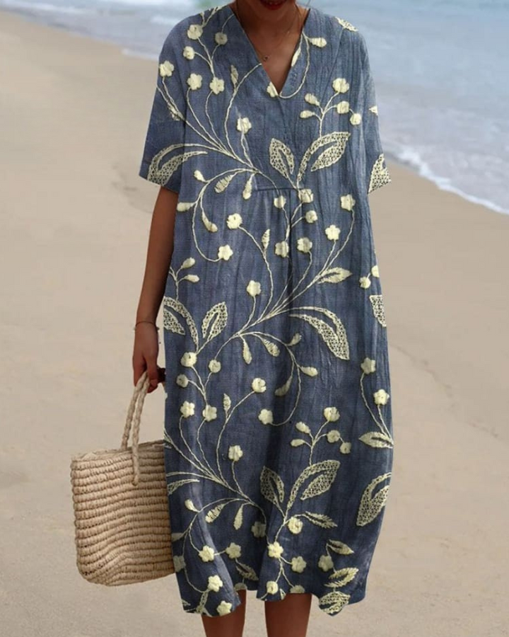 Brianna - Casual Floral V-Neck Flowy Dress