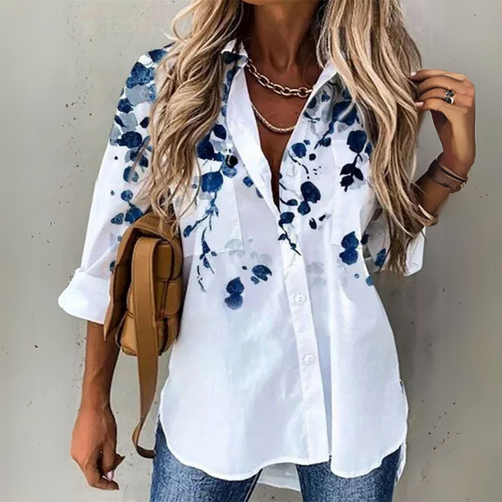 Laura – Button-Up Printed Breeze Blouse