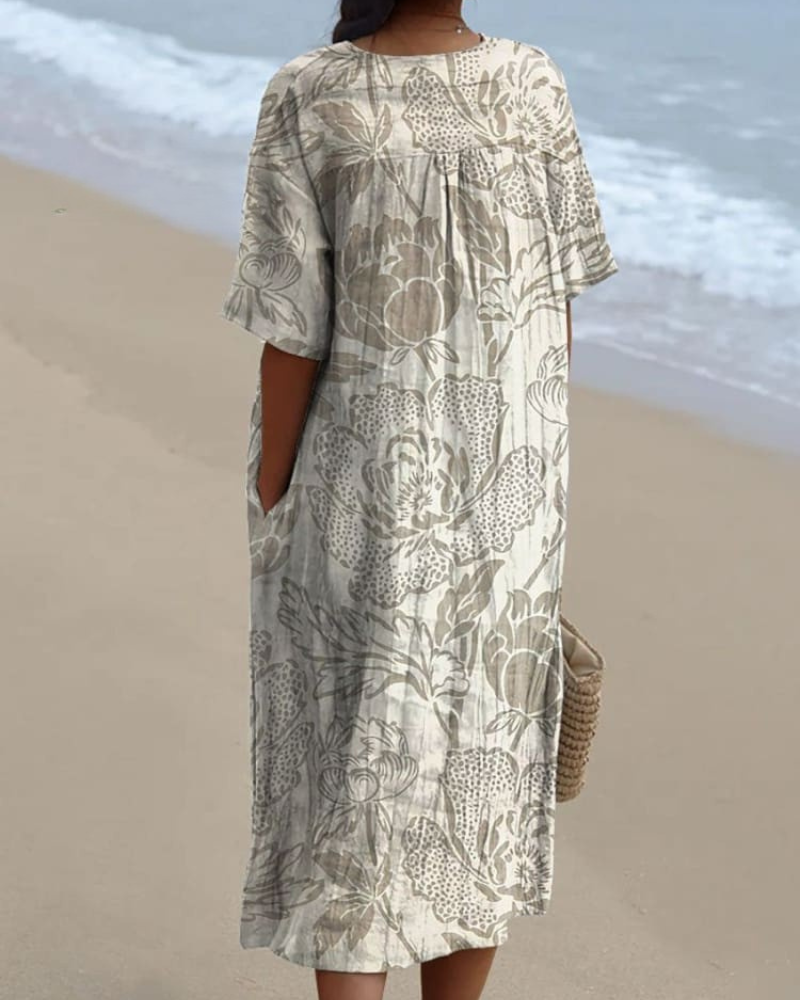 Eliza - Vintage Floral V-Neck Flowy Dress