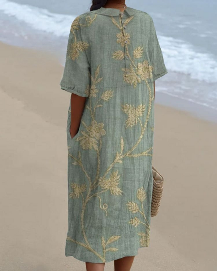 Marley - Lovely Floral Art V-Neck Flowy Dress