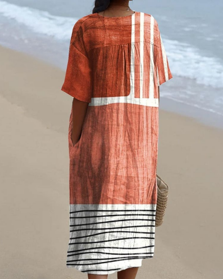 Michelle - Abstract Art V-Neck Flowy Dress
