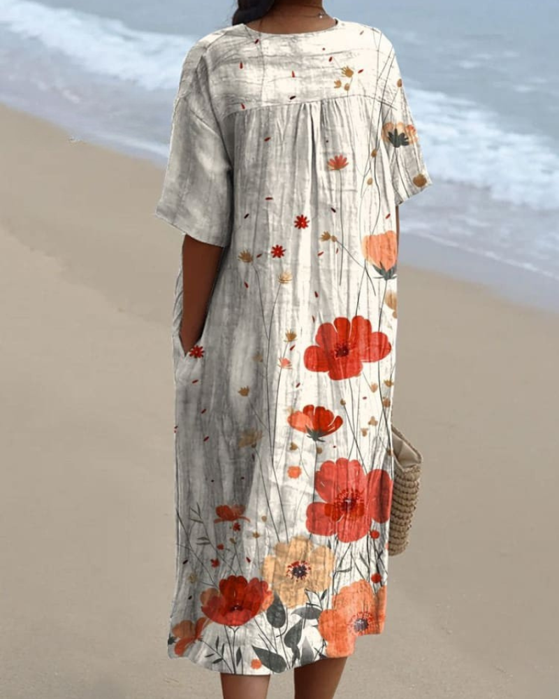 Remi - Breezy Floral V-Neck Flowy Dress
