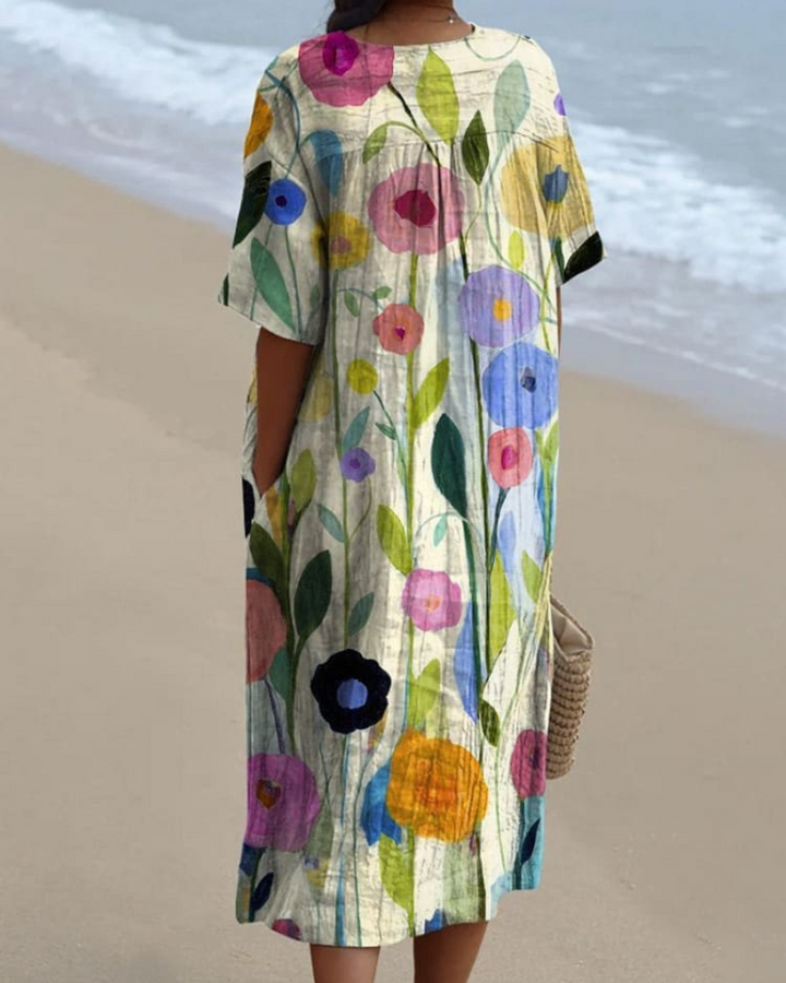 Oriana - Spring Field V-Neck Flowy Dress