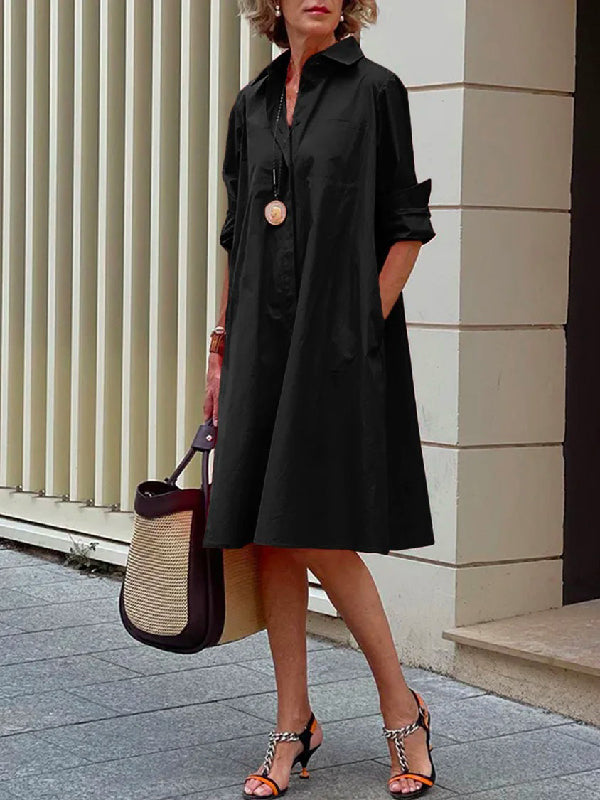 Cassie - Effortless Lapel Midi Dress