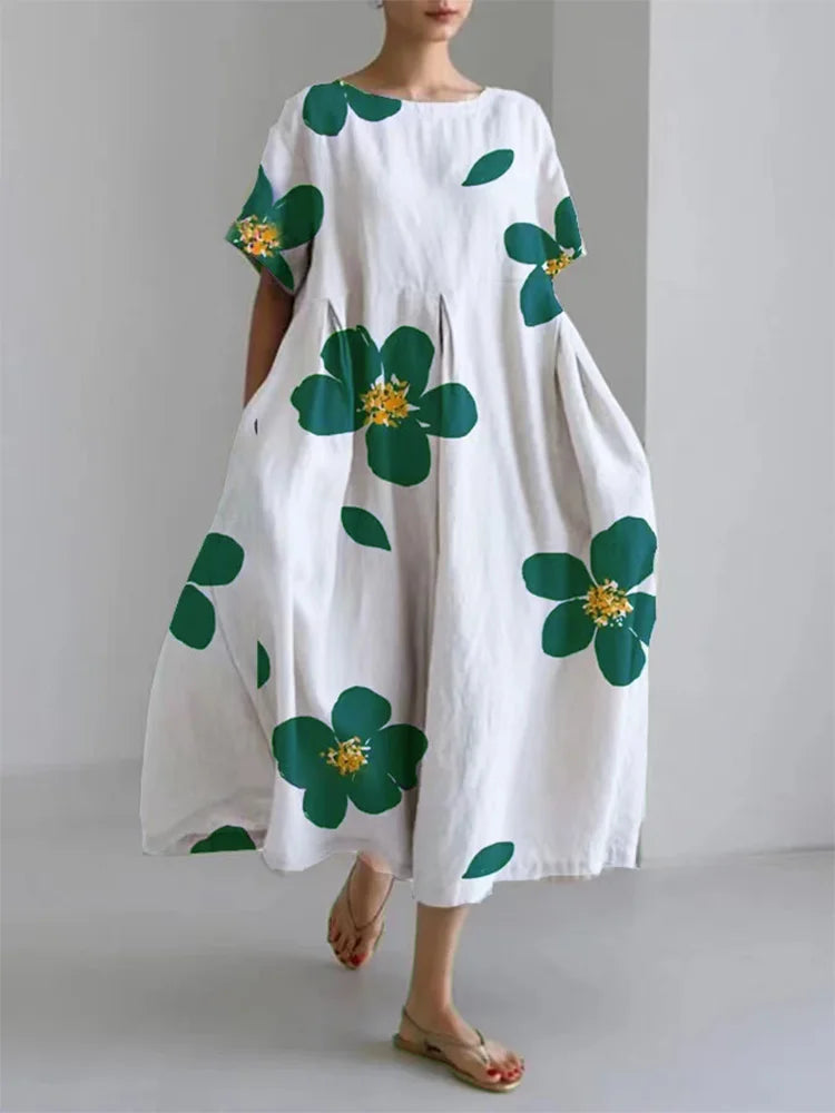 Norie - Spring Floral Round Neck Dress