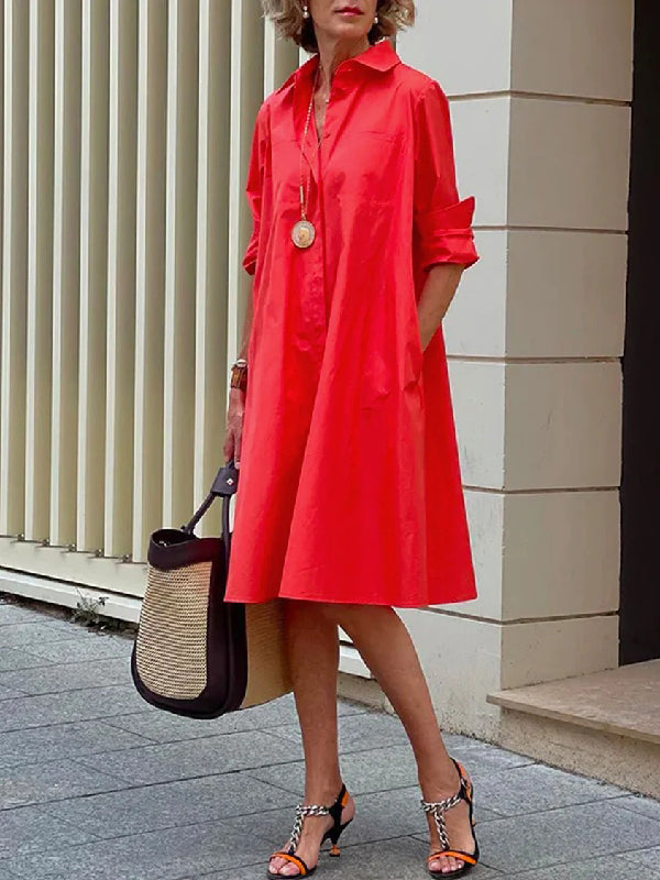 Cassie - Effortless Lapel Midi Dress