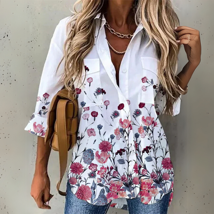 Laura – Button-Up Printed Breeze Blouse