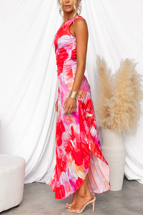 Nancy - Elegant One-Shoulder Floral Dress