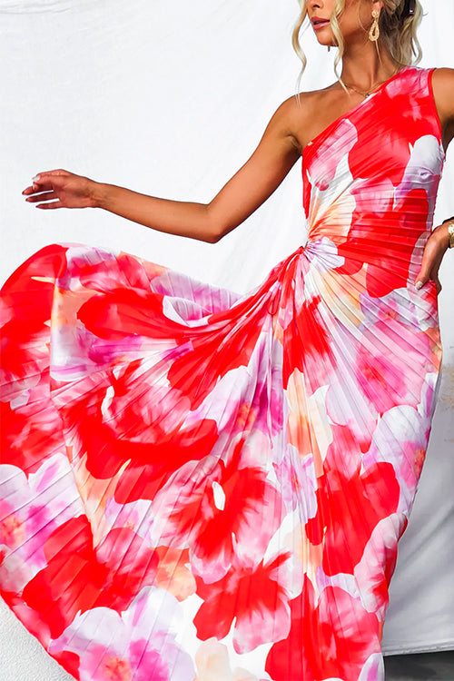 Nancy - Elegant One-Shoulder Floral Dress